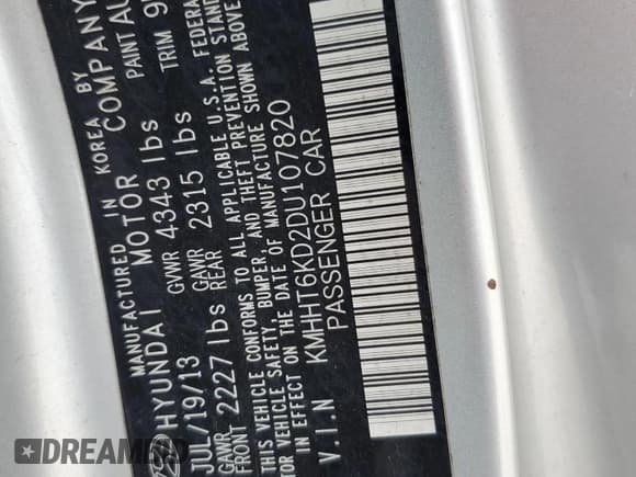 ✅ 2013 Hyundai Genesis Coupe 2.0T • VIN: KMHHT6KD2DU107820 • Lot: 61793195. Wystawiony na Copart z przebiegiem 98 453 mil. Bezpłatny archiwum sprzedaży aukcyjnych z USA i szczegółowy raport historii pojazdu na DreamBid. Zdjęcie 12.