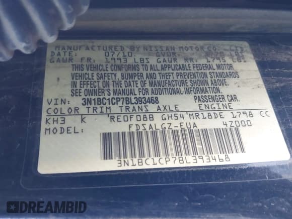 ✅ 2011 Nissan Versa S • VIN: 3N1BC1CP7BL393468 • Lot: 43861100. Wystawiony na IAAI z przebiegiem 171 793 mil. Bezpłatny archiwum sprzedaży aukcyjnych z USA i szczegółowy raport historii pojazdu na DreamBid. Zdjęcie 9.
