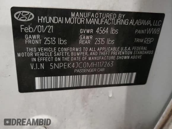 ✅ 2021 Hyundai Sonata N Line • VIN: 5NPEK4JC0MH117263 • Лот: 87054885. Опубликован ранее на Copart с пробегом 30 271 миль. Бесплатный доступ к архиву аукционных продаж из США и подробный отчёт об истории автомобиля на DreamBid. Изображение 12.