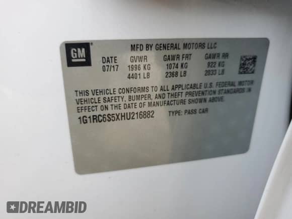 2017 Chevrolet Volt LT z VIN 1G1RC6S5XHU216882, wystawiony jako Copart lot #83813915 z przebiegiem 121 179 mil mil oraz Szkoda całkowita • Salvage title. Historia ofert i sprzedaży dostępna na DreamBid. Obrazek 13.