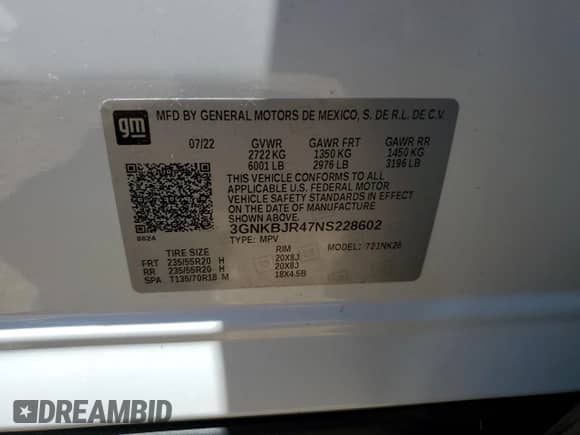 2022 Chevrolet Blazer LT z VIN 3GNKBJR47NS228602, wystawiony jako Copart lot #58122064 z przebiegiem 24 317 mil mil oraz Szkoda całkowita • Salvage title. Historia ofert i sprzedaży dostępna na DreamBid. Obrazek 12.