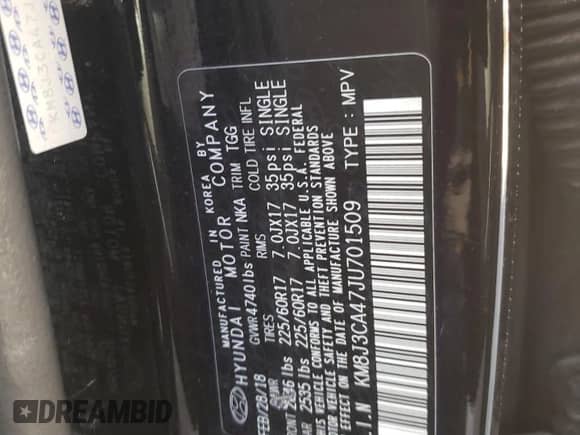 2018 Hyundai Tucson SEL with VIN KM8J3CA47JU701509, listed as a Copart auction lot 90939625 with Not provided miles and Clean title. Bid and sale history available at DreamBid. Image 14.