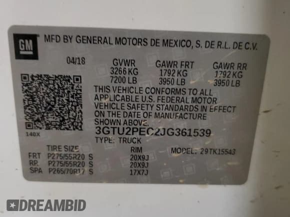 ✅ 2018 GMC Sierra 1500 Denali • VIN: 3GTU2PEC2JG361539 • Лот: 48315065. Опубликован ранее на Copart с пробегом 138 178 миль. Бесплатный доступ к архиву аукционных продаж из США и подробный отчёт об истории автомобиля на DreamBid. Изображение 12.