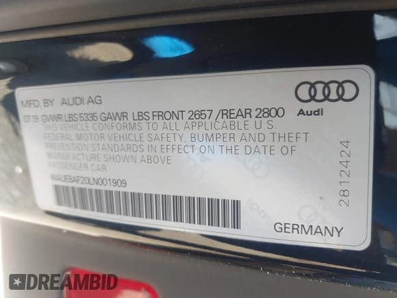 ✅ 2020 Audi A6 Premium Plus • VIN: WAUE8AF20LN001909 • Лот: 42397962. Опубликован ранее на IAAI с пробегом 33 620 миль. Бесплатный доступ к архиву аукционных продаж из США и подробный отчёт об истории автомобиля на DreamBid. Изображение 9.