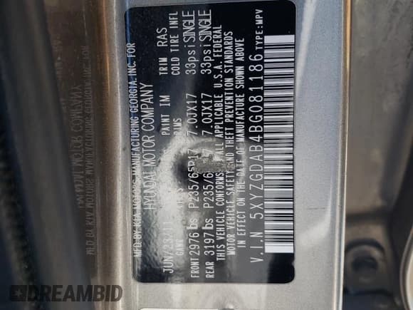 ✅ 2011 Hyundai Santa Fe GLS • VIN: 5XYZGDAB4BG081186 • Lot: 80864454. Listed on Copart with 154,546 mi. Free auction sales archive from the USA and detailed vehicle history report at DreamBid. Image 15.