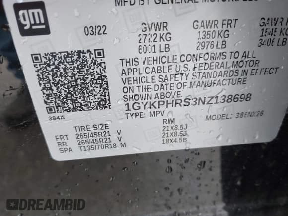 ✅ 2022 Cadillac XT6 Sport • VIN: 1GYKPHRS3NZ138698 • Lot: 41547570. Wystawiony na IAAI z przebiegiem 15 919 mil. Bezpłatny archiwum sprzedaży aukcyjnych z USA i szczegółowy raport historii pojazdu na DreamBid. Zdjęcie 9.