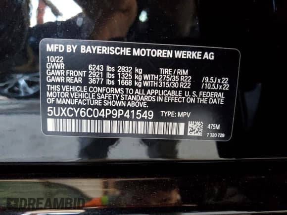 ✅ 2023 BMW X6 xDrive40i • VIN: 5UXCY6C04P9P41549 • Лот: 72972152. Опубликован ранее на Copart с пробегом Не указан. Бесплатный доступ к архиву аукционных продаж из США и подробный отчёт об истории автомобиля на DreamBid. Изображение 13.