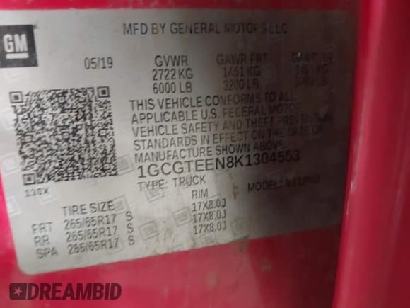 ✅ 2019 Chevrolet Colorado 4WD ZR2 • VIN: 1GCGTEEN8K1304553 • Lot: 43417338. Listed on IAAI with 75,413 mi. Free auction sales archive from the USA and detailed vehicle history report at DreamBid. Image 9.