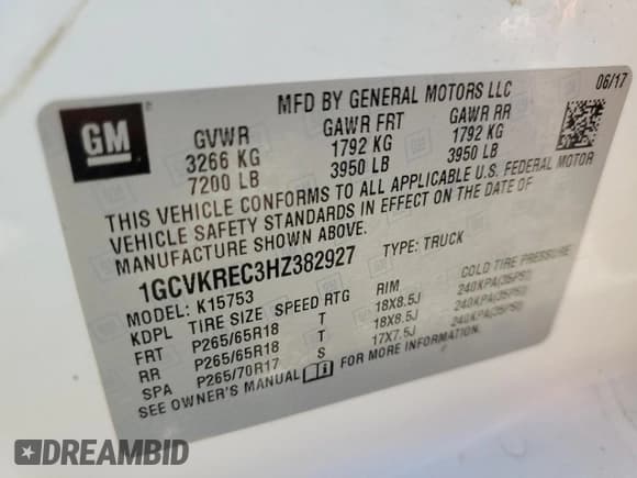 ✅ 2017 Chevrolet Silverado 1500 LT • VIN: 1GCVKREC3HZ382927 • Lot: 92317105. Listed on Copart with 129,688 mi. Free auction sales archive from the USA and detailed vehicle history report at DreamBid. Image 12.