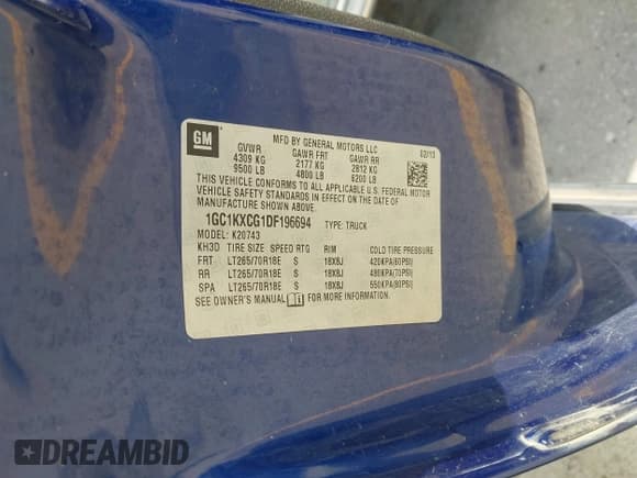 ✅ 2013 Chevrolet Silverado 2500HD LT • VIN: 1GC1KXCG1DF196694 • Lot: 42320081. Listed on IAAI with 93,305 mi. Free auction sales archive from the USA and detailed vehicle history report at DreamBid. Image 9.