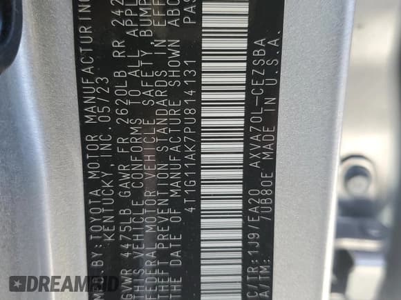 ✅ 2023 Toyota Camry SE Nightshade • VIN: 4T1G11AK7PU814131 • Lot: 86334275. Wystawiony na Copart z przebiegiem 41 410 mil. Bezpłatny archiwum sprzedaży aukcyjnych z USA i szczegółowy raport historii pojazdu na DreamBid. Zdjęcie 13.