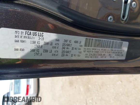 ✅ 2019 Jeep Compass Altitude • VIN: 3C4NJDBB1KT734970 • Lot: 42483357. Listed on IAAI with 59,425 mi. Free auction sales archive from the USA and detailed vehicle history report at DreamBid. Image 9.