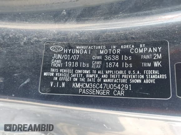 ✅ 2007 Hyundai Accent GS • VIN: KMHCM36C47U054291 • Лот: 43162074. Опубликован ранее на IAAI с пробегом 241 726 миль. Бесплатный доступ к архиву аукционных продаж из США и подробный отчёт об истории автомобиля на DreamBid. Изображение 9.