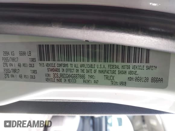 ✅ 2017 Ram 1500 Tradesman • VIN: 3C6JR6DGXHG687006 • Лот: 43852198. Опубликован ранее на IAAI с пробегом 220 456 миль. Бесплатный доступ к архиву аукционных продаж из США и подробный отчёт об истории автомобиля на DreamBid. Изображение 9.