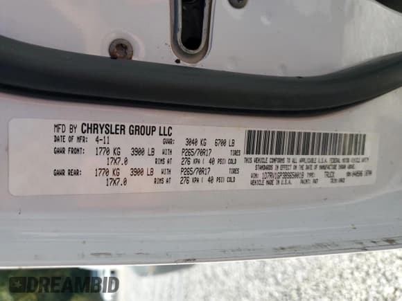 ✅ 2011 Ram 1500 ST • VIN: 1D7RV1GP3BS650018 • Lot: 86705535. Listed on Copart with 160,841 mi. Free auction sales archive from the USA and detailed vehicle history report at DreamBid. Image 12.