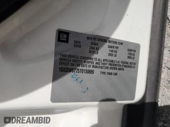 ✅ 2007 Cadillac STS • VIN: 1G6DW677570130889 • Lot: 58073275. Listed on Copart with 124,168 mi. Free auction sales archive from the USA and detailed vehicle history report at DreamBid. Image 13.