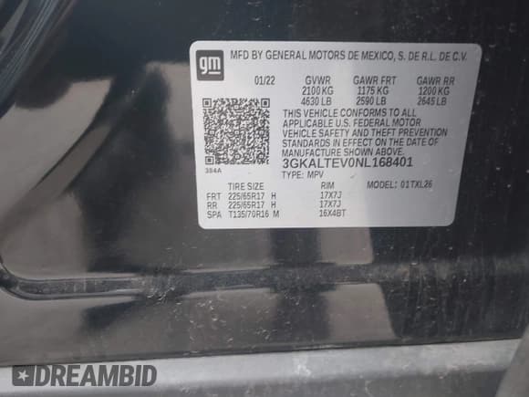 ✅ 2022 GMC Terrain SLE • VIN: 3GKALTEV0NL168401 • Lot: 41219789. Wystawiony na IAAI z przebiegiem 97 545 mil. Bezpłatny archiwum sprzedaży aukcyjnych z USA i szczegółowy raport historii pojazdu na DreamBid. Zdjęcie 9.