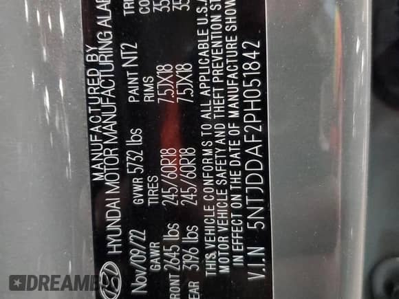 2023 Hyundai Santa Cruz SEL Premium с VIN 5NTJDDAF2PH051842, выставлен на аукционе Copart как лот 83986224 с пробегом 55 553 миль миль и Списание • Salvage title. История ставок и продаж доступна на DreamBid. Изображение 14.