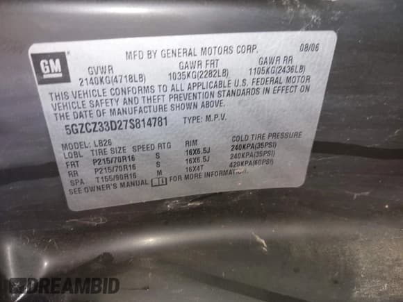 ✅ 2007 Saturn VUE I4 • VIN: 5GZCZ33D27S814781 • Lot: 41898186. Wystawiony na IAAI z przebiegiem 160 321 mil. Bezpłatny archiwum sprzedaży aukcyjnych z USA i szczegółowy raport historii pojazdu na DreamBid. Zdjęcie 9.