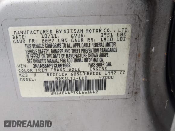 ✅ 2012 Nissan Sentra SL • VIN: 3N1AB6AP7CL661662 • Лот: 43266379. Опубликован ранее на IAAI с пробегом 132 166 миль. Бесплатный доступ к архиву аукционных продаж из США и подробный отчёт об истории автомобиля на DreamBid. Изображение 9.