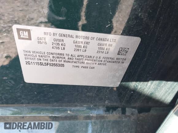 2015 Chevrolet Impala LT z VIN 2G1115SL5F9266305, wystawiony jako IAAI lot #43477489 z przebiegiem 175 873 mil mil oraz . Historia ofert i sprzedaży dostępna na DreamBid. Obrazek 9.