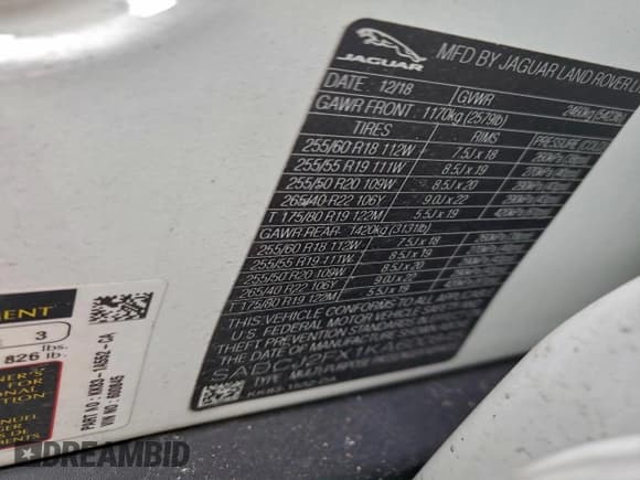 ✅ 2019 Jaguar F-Pace 25t Premium • VIN: SADCJ2FX1KA600845 • Lot: 94756915. Wystawiony na Copart z przebiegiem 56 259 mil. Bezpłatny archiwum sprzedaży aukcyjnych z USA i szczegółowy raport historii pojazdu na DreamBid. Zdjęcie 13.