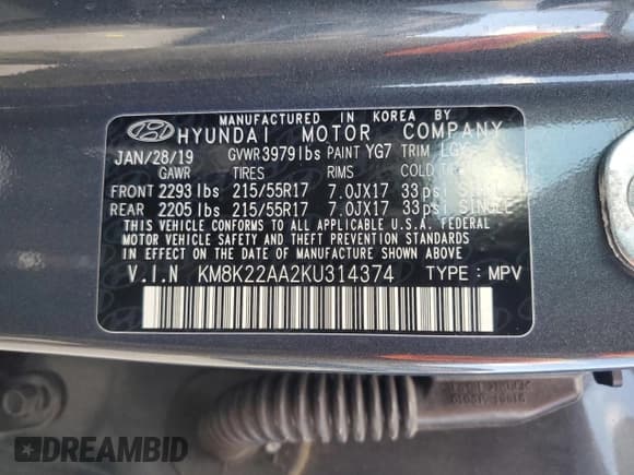 ✅ 2019 Hyundai Kona SEL • VIN: KM8K22AA2KU314374 • Лот: 71012745. Опубликован ранее на Copart с пробегом 57 104 миль. Бесплатный доступ к архиву аукционных продаж из США и подробный отчёт об истории автомобиля на DreamBid. Изображение 13.