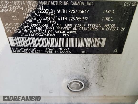 ✅ 2016 Toyota RAV4 LE • VIN: 2T3ZFREV2GW248349 • Lot: 85950075. Wystawiony na Copart z przebiegiem 144 426 mil. Bezpłatny archiwum sprzedaży aukcyjnych z USA i szczegółowy raport historii pojazdu na DreamBid. Zdjęcie 12.