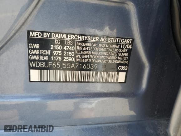 ✅ 2005 Mercedes-Benz E 320 • VIN: WDBUF65J55A716039 • Лот: 70911525. Опубликован ранее на Copart с пробегом 111 064 миль. Бесплатный доступ к архиву аукционных продаж из США и подробный отчёт об истории автомобиля на DreamBid. Изображение 12.