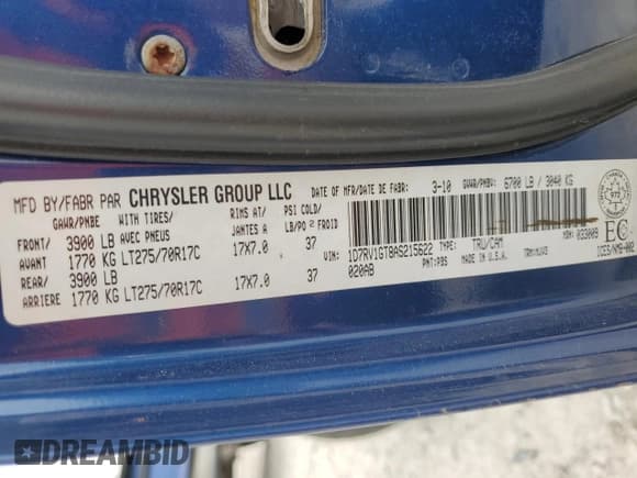 ✅ 2010 Dodge 1500 TRX • VIN: 1D7RV1GT8AS215622 • Lot: 59136265. Wystawiony na Copart z przebiegiem 226 538 mil. Bezpłatny archiwum sprzedaży aukcyjnych z USA i szczegółowy raport historii pojazdu na DreamBid. Zdjęcie 12.