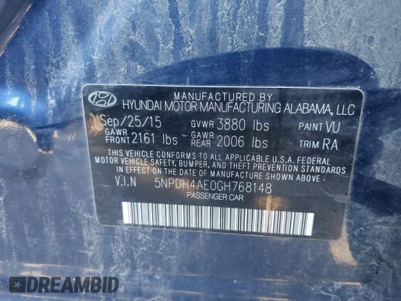 ✅ 2016 Hyundai Elantra SE • VIN: 5NPDH4AE0GH768148 • Лот: 43498462. Опубликован ранее на IAAI с пробегом 104 318 миль. Бесплатный доступ к архиву аукционных продаж из США и подробный отчёт об истории автомобиля на DreamBid. Изображение 9.