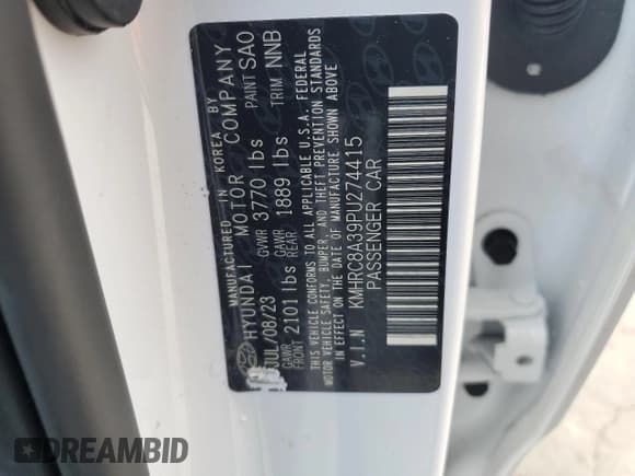 ✅ 2023 Hyundai Venue Limited • VIN: KMHRC8A39PU274415 • Лот: 69607025. Опубликован ранее на Copart с пробегом 10 649 миль. Бесплатный доступ к архиву аукционных продаж из США и подробный отчёт об истории автомобиля на DreamBid. Изображение 14.