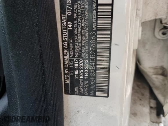 ✅ 2013 Mercedes-Benz C 300 Sport • VIN: WDDGF8AB4DR276863 • Lot: 56956455. Listed on Copart with Not provided. Free auction sales archive from the USA and detailed vehicle history report at DreamBid. Image 12.