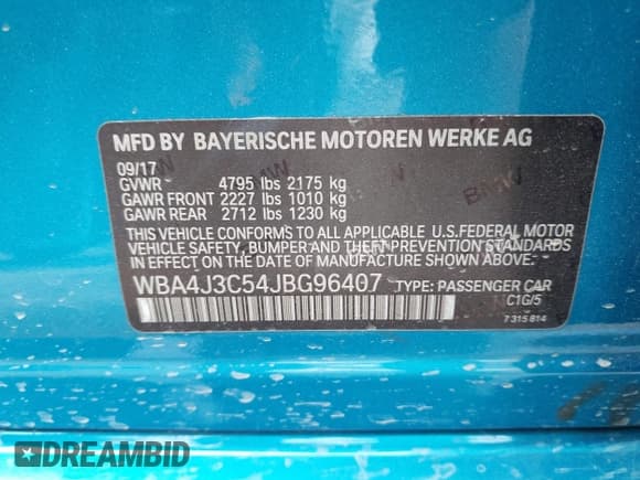 ✅ 2018 BMW 4 Series 430i xDrive • VIN: WBA4J3C54JBG96407 • Lot: 42973459. Wystawiony na IAAI z przebiegiem 99 936 mil. Bezpłatny archiwum sprzedaży aukcyjnych z USA i szczegółowy raport historii pojazdu na DreamBid. Zdjęcie 9.