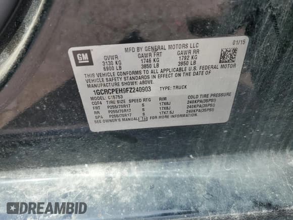 ✅ 2015 Chevrolet Silverado 1500 Work Truck • VIN: 1GCRCPEH9FZ240903 • Лот: 66773194. Опубликован ранее на Copart с пробегом 173 506 миль. Бесплатный доступ к архиву аукционных продаж из США и подробный отчёт об истории автомобиля на DreamBid. Изображение 13.