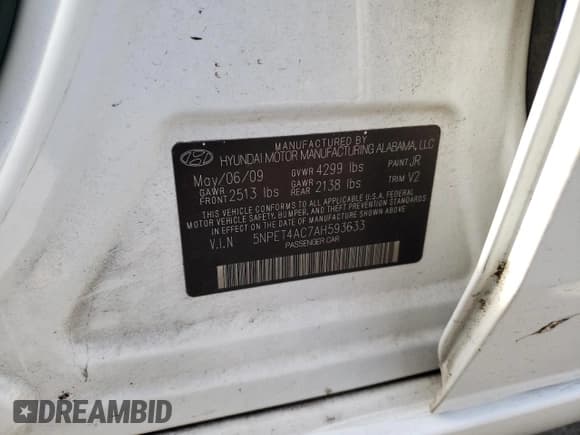 ✅ 2010 Hyundai Sonata GLS • VIN: 5NPET4AC7AH593633 • Лот: 80818374. Опубликован ранее на Copart с пробегом 250 951 миль. Бесплатный доступ к архиву аукционных продаж из США и подробный отчёт об истории автомобиля на DreamBid. Изображение 12.