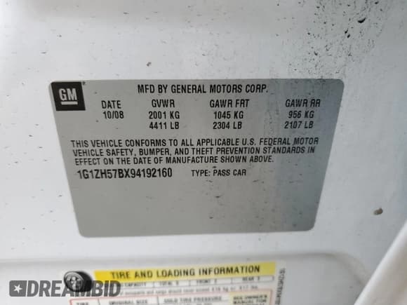 ✅ 2009 Chevrolet Malibu 1LT • VIN: 1G1ZH57BX94192160 • Lot: 76327344. Listed on Copart with 93,870 mi. Free auction sales archive from the USA and detailed vehicle history report at DreamBid. Image 12.