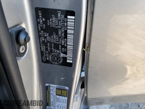 2013 Hyundai Tucson GL с VIN KM8JT3AC9DU737150, выставлен на аукционе Copart как лот 83257314 с пробегом Не указан миль и Списание • Salvage title. История ставок и продаж доступна на DreamBid. Изображение 14.