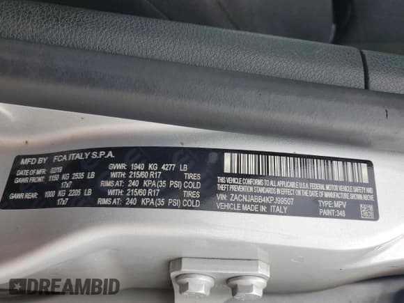 ✅ 2019 Jeep Renegade Latitude • VIN: ZACNJABB4KPJ99507 • Lot: 85587295. Listed on Copart with 239,135 mi. Free auction sales archive from the USA and detailed vehicle history report at DreamBid. Image 13.