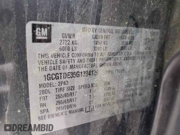 ✅ 2016 Chevrolet Colorado 4WD Z71 • VIN: 1GCGTDE35G1394129 • Лот: 71784753. Опубликован ранее на Copart с пробегом 100 137 миль. Бесплатный доступ к архиву аукционных продаж из США и подробный отчёт об истории автомобиля на DreamBid. Изображение 14.