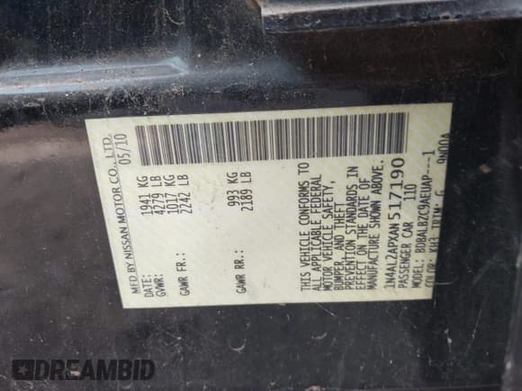 ✅ 2010 Nissan Altima SL • VIN: 1N4AL2APXAN517190 • Лот: 43753262. Опубликован ранее на IAAI с пробегом 123 886 миль. Бесплатный доступ к архиву аукционных продаж из США и подробный отчёт об истории автомобиля на DreamBid. Изображение 9.