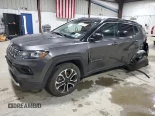 ✅ 2022 Jeep Compass Limited • VIN: 3C4NJDCB7NT231298 • Lot: 91704525. Wystawiony na Copart z przebiegiem 45 912 mil. Bezpłatny archiwum sprzedaży aukcyjnych z USA i szczegółowy raport historii pojazdu na DreamBid. Zdjęcie 1.