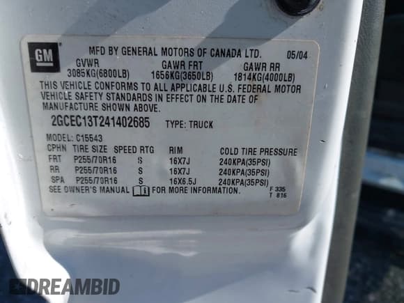 ✅ 2004 Chevrolet Silverado 1500 LT • VIN: 2GCEC13T241402685 • Лот: 43560172. Опубликован ранее на IAAI с пробегом 401 000 миль. Бесплатный доступ к архиву аукционных продаж из США и подробный отчёт об истории автомобиля на DreamBid. Изображение 9.