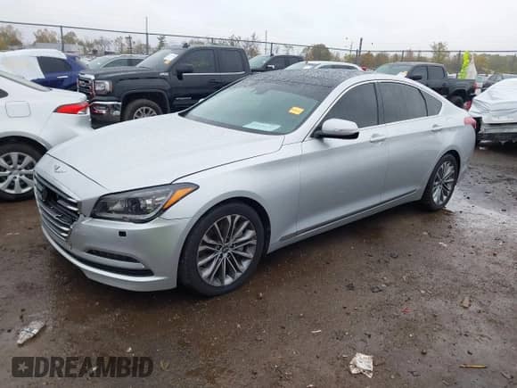 2015 Hyundai Genesis 3.8L with VIN KMHGN4JE7FU033656, listed as a IAAI auction lot 43529132 with 120,825 mi miles and . Bid and sale history available at DreamBid. Image 18.