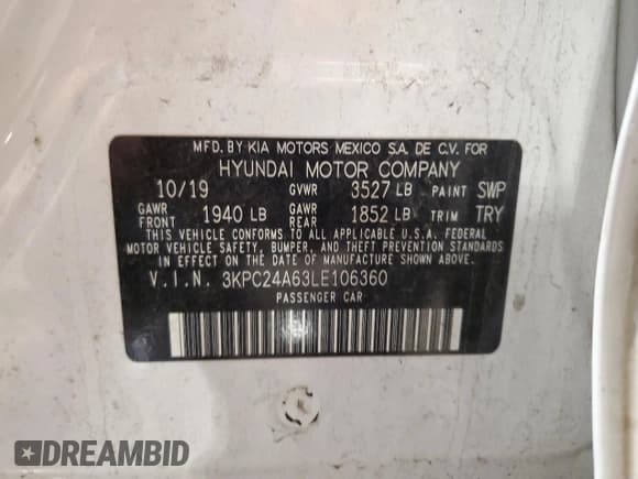 ✅ 2020 Hyundai Accent SE • VIN: 3KPC24A63LE106360 • Лот: 68270944. Опубликован ранее на Copart с пробегом 71 909 миль. Бесплатный доступ к архиву аукционных продаж из США и подробный отчёт об истории автомобиля на DreamBid. Изображение 12.