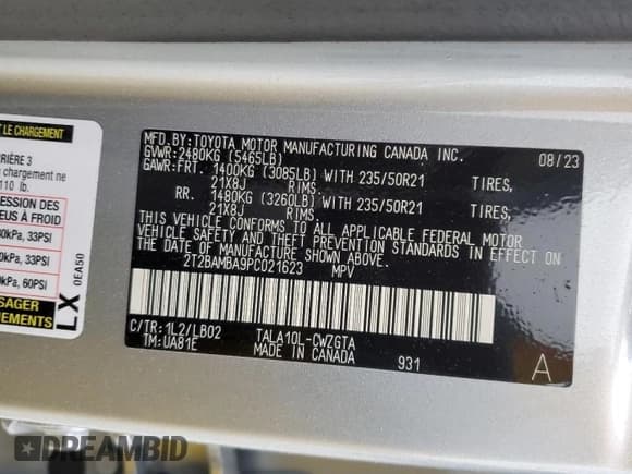 ✅ 2023 Lexus RX 350 • VIN: 2T2BAMBA9PC021623 • Лот: 42359105. Опубликован ранее на Copart с пробегом 7 763 миль. Бесплатный доступ к архиву аукционных продаж из США и подробный отчёт об истории автомобиля на DreamBid. Изображение 15.