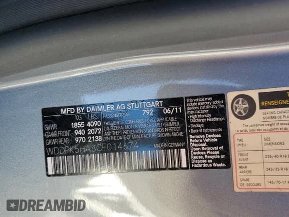 ✅ 2012 Mercedes-Benz SLK 350 • VIN: WDDPK5HA8CF014674 • Lot: 43035715. Wystawiony na Copart z przebiegiem 79 506 mil. Bezpłatny archiwum sprzedaży aukcyjnych z USA i szczegółowy raport historii pojazdu na DreamBid. Zdjęcie 14.