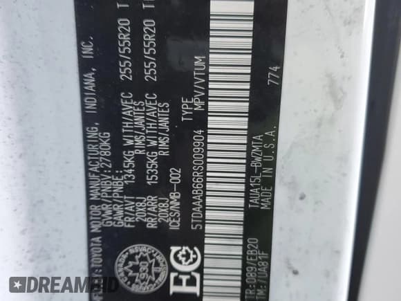 ✅ 2024 Lexus TX 350 Premium • VIN: 5TDAAAB66RS009904 • Lot: 91177535. Listed on Copart with 21,249 mi. Free auction sales archive from the USA and detailed vehicle history report at DreamBid. Image 13.