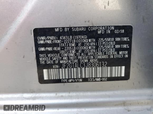 ✅ 2018 Subaru Crosstrek Limited • VIN: JF2GTALC3J8306132 • Lot: 84989065. Listed on Copart with 90,230 mi. Free auction sales archive from the USA and detailed vehicle history report at DreamBid. Image 13.