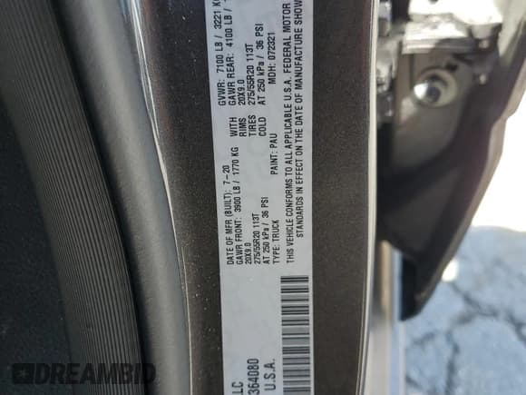 ✅ 2020 Ram 1500 Big Horn • VIN: 1C6SRFFT9LN364080 • Lot: 53562285. Listed on Copart with 69,521 mi. Free auction sales archive from the USA and detailed vehicle history report at DreamBid. Image 12.